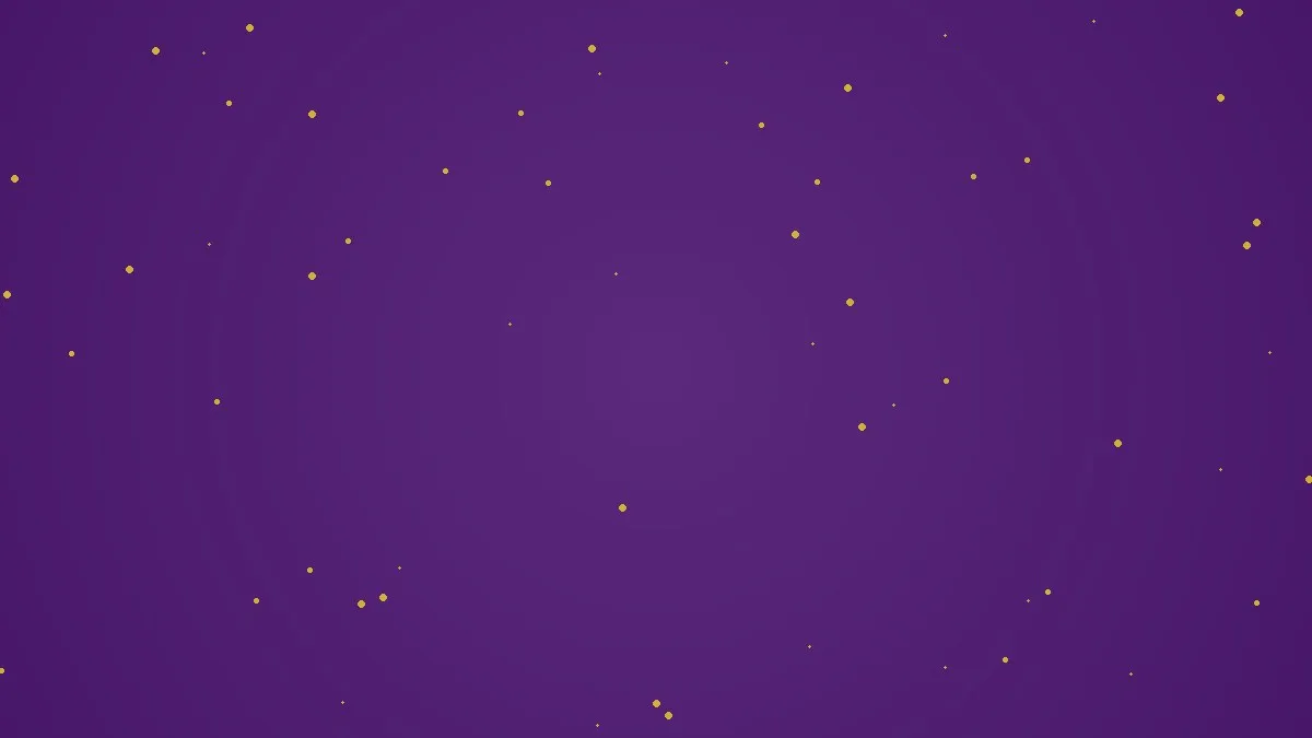 A purple night sky with scattered gold stars, representing the FortunaGo.Me cosmic theme